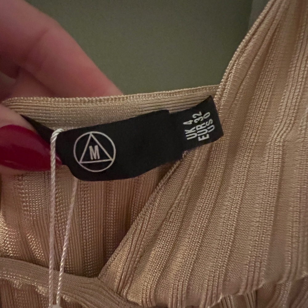 Tan Ribbed Bodycon Dress - Picture 2 of 3